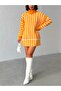 Women's Turtleneck Striped Knitwear Tunic - 5