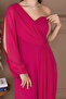 Chiffon Single Sleeve Detail Jumpsuit - Fuchsia - 2