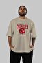 Cherry Cherries 2 Front Printed Beige Oversize T-Shirt Men Women Cotton Crew Neck T-Shirt - 4