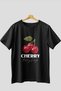 Cherry Cherries 12 Pre-Printed Black Oversize T-Shirt Men Women Cotton Crew Neck T-Shirt