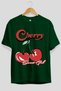 Cherry Cherries 8 Pre-Printed Green Oversize T-Shirt Men Women Cotton Crew Neck T-Shirt