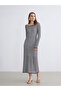 Boat Neck Openwork Knitwear Dress - 2