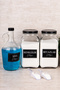 3-Piece Detergent Set Scale Colorful Whites Liquid Detergent Labeled 3000ml Glass Jar 1500ml Bottle