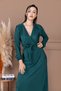 Rochie lungă cu pliuri și curea - VERDE SMARAGD - 3