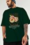 Peach Front Printed Green Oversize T-Shirt Men Women Cotton Crew Neck Tshirt - 3