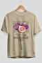Fig Front Printed Beige Oversize T-Shirt Men Women Cotton Crew Neck T-Shirt - 3
