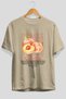 Peach Front Printed Beige Oversize T-Shirt Men Women Cotton Crew Neck Tshirt - 3