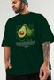 Avocado Front Printed Green Oversize T-Shirt Men Women Cotton Crew Neck Tshirt - 3