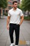 Black Men's Zaramodel Baggy Crepe Striped Trousers - 6