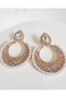 Large Evening Dress Stone Pearl Earrings 7 cm
