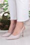 086-5047 Fls Closed Front Stone Buckle Detailed Open Back Heeled Shoes - 2