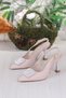 132-1333 Fls Satin Stone Buckle Detailed Open Back Closed Front Heeled Women's Shoes - 6
