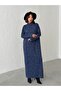 Women's Turtleneck Leopard Patterned Maxi Size Knitwear Dress - 3