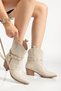 Women's Western Cowboy Embroidered Trok Detailed Short Boots - 3