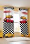 Checkered Mcqueen Patterned Children's Baby Room Background Curtain (Single Wing Pricing) - 2