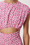 Patterned Cut Out Detailed Viscose Dress Ldp0073 Pink White - 3