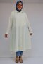 58087 Large Size Stone Print Detailed Linen Mevlana Tunic - Ecru - 4