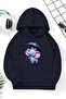 Unisex Navy Blue Children's Hooded Sweatshirt – Elephant, Printed Thick Fabric
