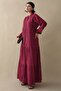 Casual Buttoned Brow Claret Red Dress - 5