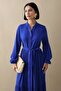 Viscose Cobalt Blue Dress with Punt on the Front - 2