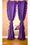 Double Sided Ruffle Purple Vintage Cotton Linen Curtain (Width X Length) - Single Panel - No Pleats - 3