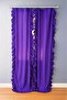 Double Sided Ruffle Purple Vintage Cotton Linen Curtain (Width X Length) - Single Panel - No Pleats - 2