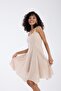 Short Beige Dress with Straps - 6