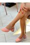 Beron Square Toe Salmon Linen Suede Detail 5 cm Heel Sandals - 6