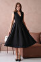 Black V-Neck Button Detailed Sleeveless Flared Dress 2182