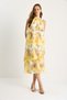 Women's Yellow Green Halter Neck Accessory Detailed Patterned Flounce Viscose Dress 35499 60283515 - 3