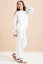 White Heart Patterned Hooded Girl's Tracksuit Set 21257 - 4