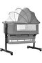 SKY-TOUCH Baby Bedside Crib Adjustable, Baby Cradle With Large Storage Basket, Travel Crib with Matt