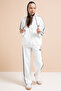 White Lace Striped Cardigan Girl's 2-Piece Tracksuit Set 21246