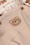 Beige Teddy Bear Detailed Ornamental Pocket Buttoned Baby Boy Romper (3-9 Months) - 2