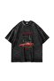488 Pista Printed Oversize Unisex Washable Black Tshirt