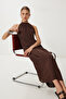 Summer Linen Dress with Wrinkle Effect Lgk0005 Brown - 3