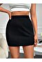 Women's Black Ribbed High Waist Mini Skirt