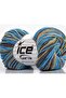8X50Gr. Lorena Print Acrylic, Cotton Brown, Blue Tones, Beige Summer Yarns, Cotton, Batik Dese