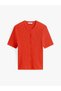 Women's Cotton Thin Knit Short Sleeve Crew Neck Orange Knitwear Ww0Ww45707Scx - 5