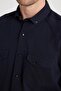 Men's Regular Fit Relaxed Fit Double Pocket Sports Collar Denim Navy Blue Shirt - 3