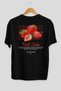 Strawberry Back Printed Black Oversize T-Shirt Men Women Cotton Crew Neck Tshirt