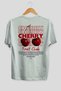 Cherry Back Printed White Oversize T-Shirt Men Women Cotton Crew Neck Tshirt