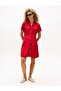 Women's Viscose Twill Short Sleeve Flared Mini Red Dress Ww0Ww45819Xld