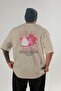 Pitaya Back Printed Beige Oversize T-Shirt Men Women Cotton Crew Neck Tshirt - 2