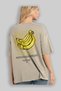 Banana Back Printed Beige Oversize T-Shirt Men Women Cotton Crew Neck Tshirt - 3