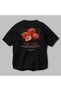 Strawberry Back Printed Black Oversize T-Shirt Men Women Cotton Crew Neck Tshirt - 3