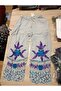 Size 36-38 Compatible, Seasonal, Embroidered, 2 Pockets, Wide Leg, Trousers