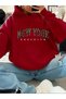 New York Summer Detail Printed Fleece Hooded Sweatshirt