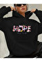 Hope Text Printed Hooded Sweatshirt with Fleece Inside