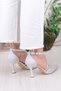 35693 Satin Cross Strap Piping Stone Heeled Evening Dress Shoes Women's Shoes - 4